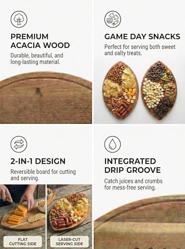 American Football Charcuterie Board 16X9.5 Inch (16"L x 9.5"W)