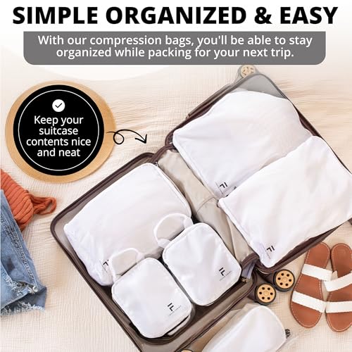 8 Piece Compression Packing Cubes Set (White)
