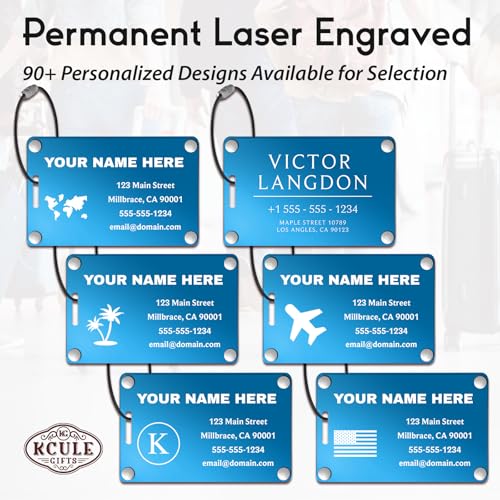 Personalized Luggage Tags (Sleek Bar-blue(horizontal))