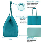 Neoprene Multipurpose Beach Bag Tote with Inner Zipper Pocket (Lake Green / X-Large)