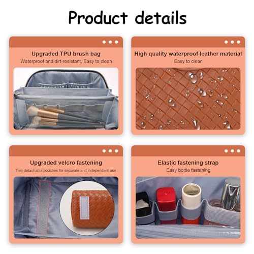 Travel Makeup Bag Cosmetic Bags for Women (L08 Brown)
