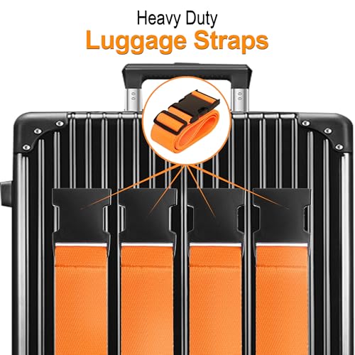 Luggage Straps for Suitcases TSA Approved Travel Essentials 8 Pack (Orange)
