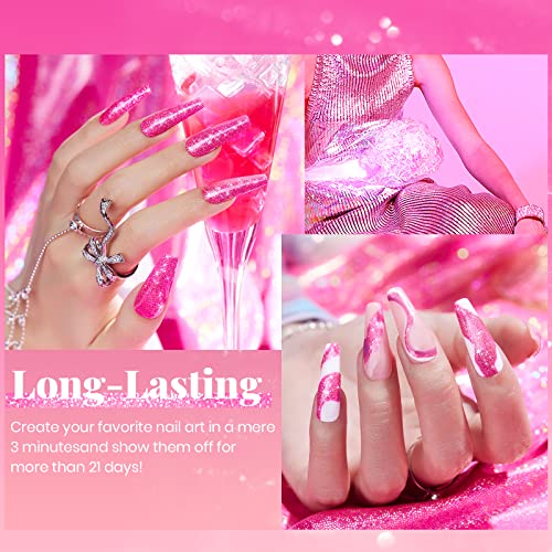 Beetles Glitter Gel Nail Polish (B - Shimmery Pink | Hot Pink Glitter)