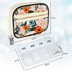 Weekly Travel Pill Organizer Cute Pill Case with 7 Day Pill Box (1 Case + 1 Box / A. Bloom 01)