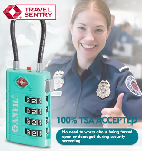 TSA Approved Luggage Locks with Search Alert Indicator (Cyan)