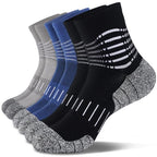 Ankle Compression Socks for Men Athletic Running Socks with Cushioned Support 3 Pairs (X-Large / Cushioned‑black+grey+dark Blue(3 Pairs))