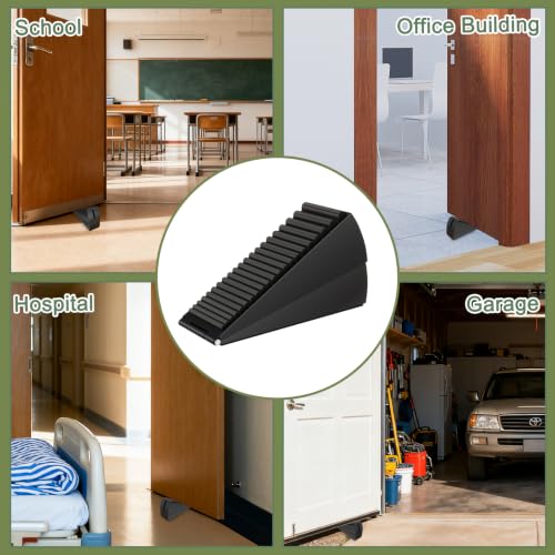 8 Pack Adjustable Spring Door Stoppers Heavy Duty (Black-B)