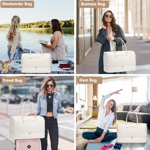 Travel Overnight Bag Weekender Bags (3-Beige / 40L-Large)