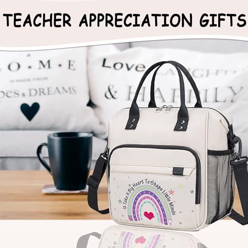Teacher Appreciation Gifts for Women Teacher Must Haves Lunch Tote Bag Personalized Lunch Box for Retirement Thank You Gift (Large / White Teacher)