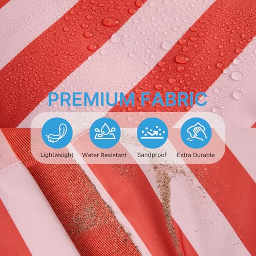 Beach Bag Waterproof Beach Tote Pool Bags for Women (Red Stripes / 35L)