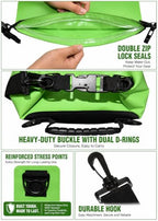 Waterproof Dry Bag with Double Zip (20L / Without Window / Green)