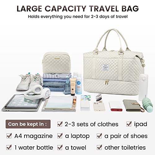 Travel Duffle Bag (Beige / Large-2 Pcs)