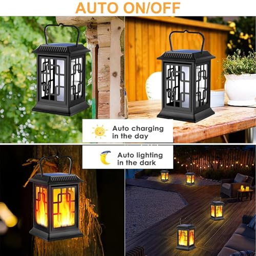 Solar Lantern Outdoor Flickering Flame Hanging Solar Lights (4pack)