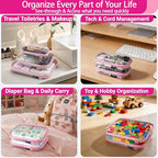 Clear Hard Shell Zipper Cases (Pink / 3 Pack(L))
