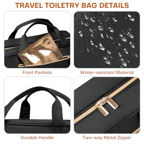 Hanging Toiletry Bag for Women Travel (Black / Medium)