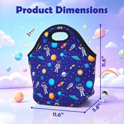 Neoprene kids Lunch box Insulated Soft Bag Mini Cooler Thermal Meal Tote Kit for Boys (Astronaut)