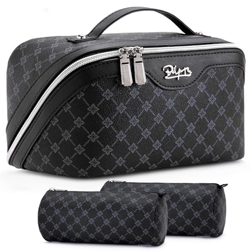 Travel Makeup Bag Cosmetic Bags for Women (A-7-Black)