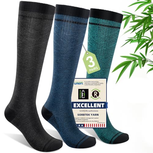 Mens Compression Socks for Men Women (Small-Medium / I2-3pairs (Dark Gray&steel Blue&teal))