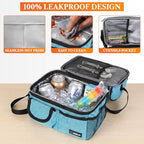 Insulated Lunch Bag Women Men (Heather Sea Blue)