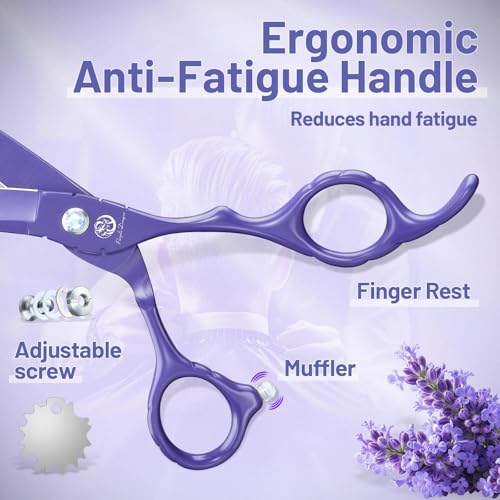 5.5 in Hair Cutting Shears Kit with Bag for Barbers (5.5 Inch / Purple)