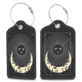 2 Pack Luggage Tags for Suitcase Moonlight in Vintage Engraving Leather Stainless Steel Loop Label Tags for Women Men Travel Bag Suitcase with Privacy Cover Name ID Card (Moonlight in Vintage Engraving)