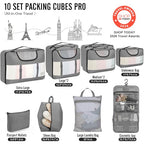 10 Set Packing Cubes for Travel Essentials (04 Gray)