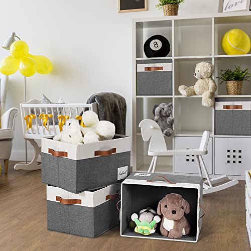 Extra Large Storage Bins with Lids (Extra Large-3 Pack / Grey with White)