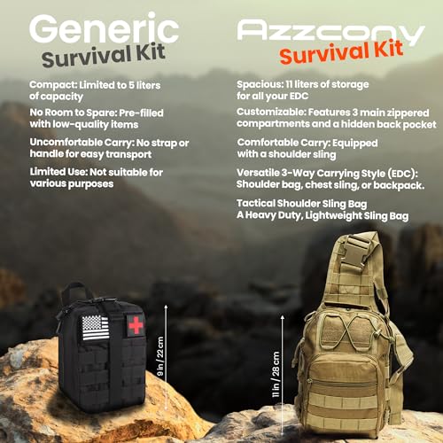 Emergency Survival Kit with First Aid Gears and Supplies (Army Tan)