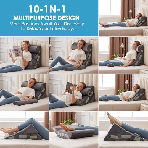 Wedge Pillow Set for After Surgery (4pcs / Grey)