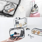 6 Packs Clear Makeup Bags (Black-6PCS (Large+Medium+Small))