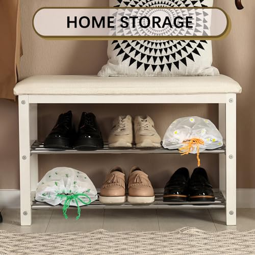 8PCS Travel Shoe Bags with Rope for Men and Women Large Shoes Pouch Organizers (Flower Pattern)
