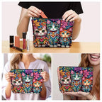 Bohemian Cat Mom Makeup Bag For Women & Teen Girl Cat Lover Gifts. Cute Boho Cats Themed Cosmetic & Toiletry Organizer Pouch For Daughters (Boho Cat)