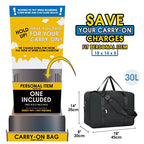 For Spirit Airlines Personal Item Bag 18x14x8 Foldable Travel Duffel Bag Underseat Carry on Luggage for Women and Men 30L (Black / 30L)