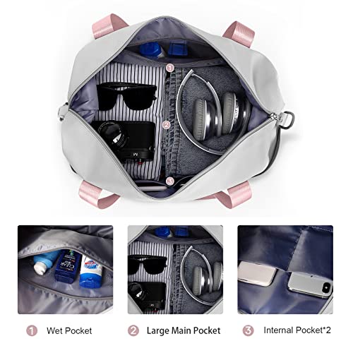 GreyPink Travel Duffel Gym Tote Bag (A97-greypink-expandable / X-large)