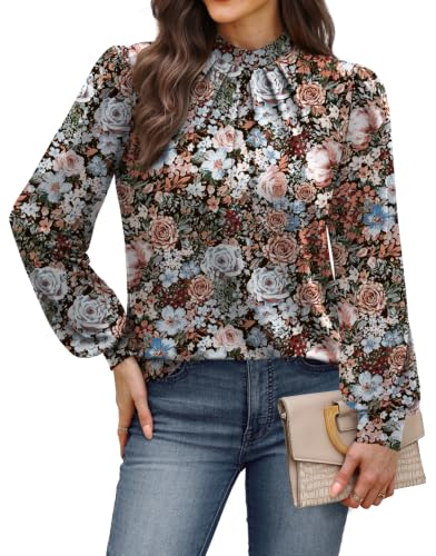 Long Sleeve Shirts for Women Fall Outfits for Women 2026 Business Casual Tops Blouses Dressy Casual Early Fall Fashion Clothing School Outfits for Teachers Work Clothes Trendy (05 - Vintage Pink Floral / X-Large)