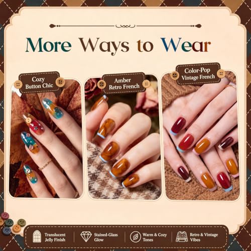 Beetles Jelly Gel Nail Polish Set (A - Brown Red Orange | Retro Glaze)