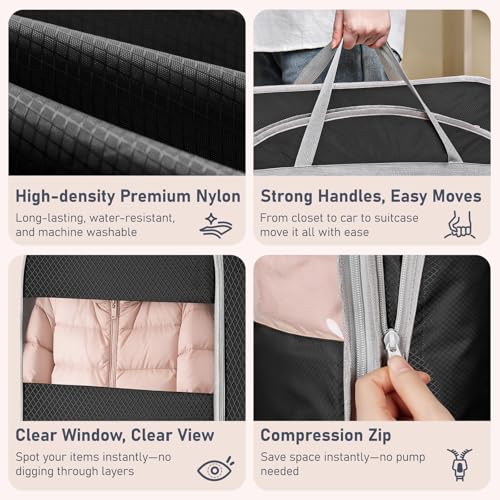 Garment Bags for Hanging Clothes 10" Gusseted (Black / 43" x 10"2 Pack)