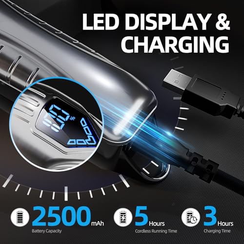 Low Noise Hair Clippers for Men & Women with 10 Color Guide Combs (Steel)