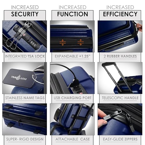 Hard Shell Luggage Sets with Spinner Wheels 4 Piece (4 Piece Set (20/24/28) / Navy)