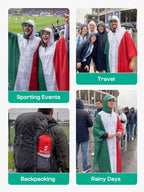 Adult Rain Poncho Waterproof Hooded Raincoat Lightweight Packable (One Size / Mexican Flag 1 Pack)