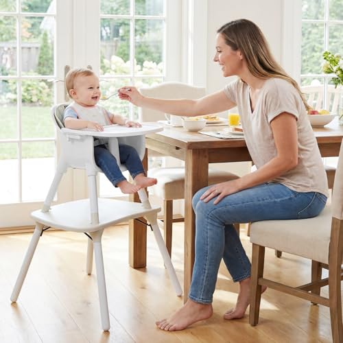 High Chair 5 in 1 Convertible Highchair for Babies & Toddlers (White)
