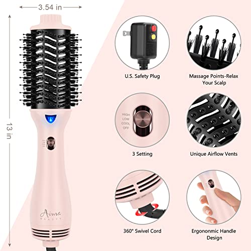 One Step Hair Dryer Brush and Styler Volumizer (Pink / 2.3" Oval Barrel)