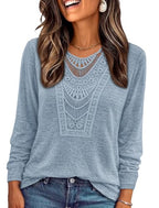 Blouses for Women Dressy Casual V Neck T Shirts Going Out Tops Grey Blue S (Small / Grey-blue)