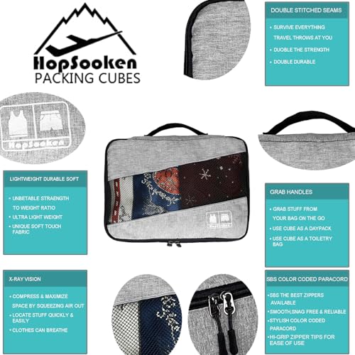 5 Set Packing Cubes for Travel Large Suitcase Luggage Organizer Bags Travel Accessories Vacation 4 Cubes 1 Laundry Pouch Bag (Snow Gray)