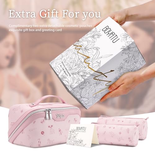 Travel Makeup Bag Cosmetic Bags for Women (L-5-Pink)