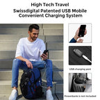 Design Travel Laptop Backpack for Men with USB SD803 (Black/Blue / Standard)