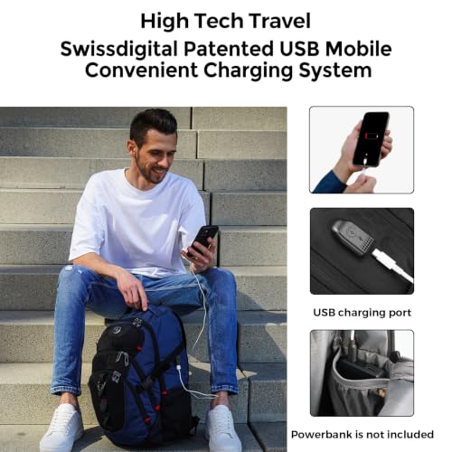 Design Travel Laptop Backpack for Men with USB SD803 (Black/Blue / Standard)