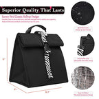 Insulated Lunch Bag Rolltop Lunch Box (Black with white strap)