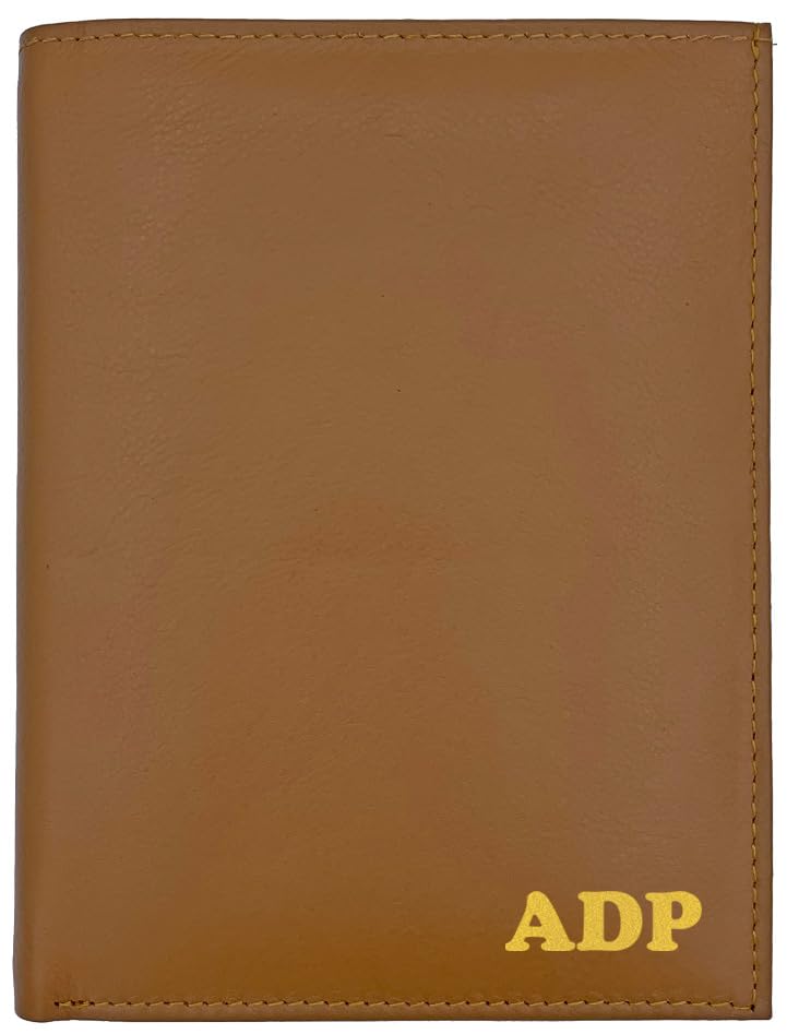 Deluxe Personalized Monogrammed Light Brown RFID Leather Passport Wallet (Light Brown / Deluxe)