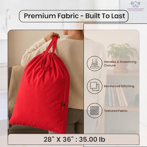 LFH Home Cotton Rich Large Premium Canvas Laundry Bag (28"x36" (Pack of 1) / Red)